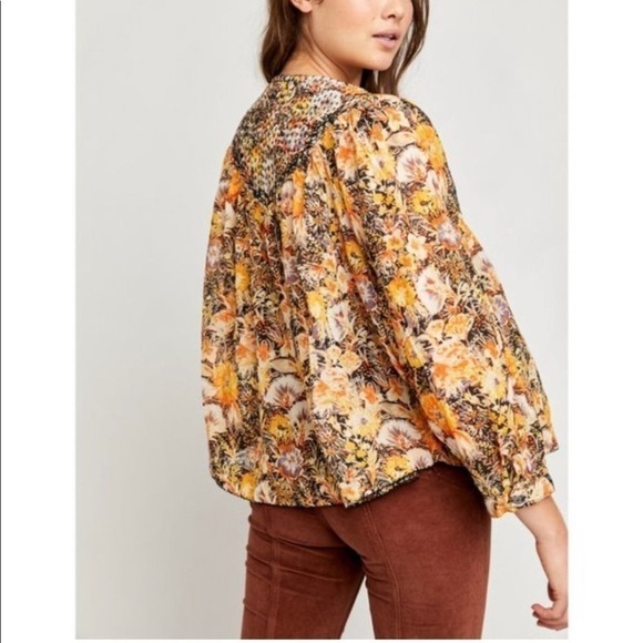 Free People Cool Meadow Printed Top in Midnight Combo Medium - Picture 3 of 13